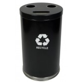 WITT Emoti-Can 3-Opening Indoor Steel Recycling Receptacle - 18" diameter, Black